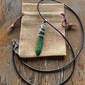Ruby Zoisite Mens Necklace Mens Crystal Necklace Ruby Zoisite Unisex Necklace
